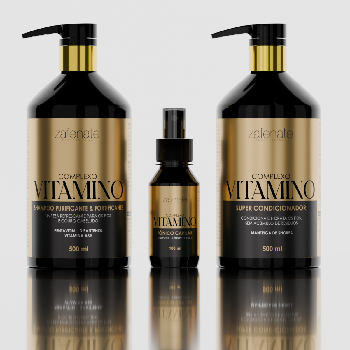 Kit Vitamino Shampoo + Condicionador + Tônico - Zafenate