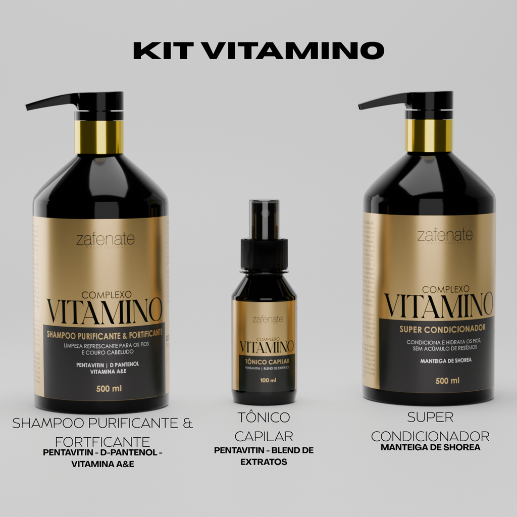 Kit Vitamino Shampoo + Condicionador + Tônico - Zafenate