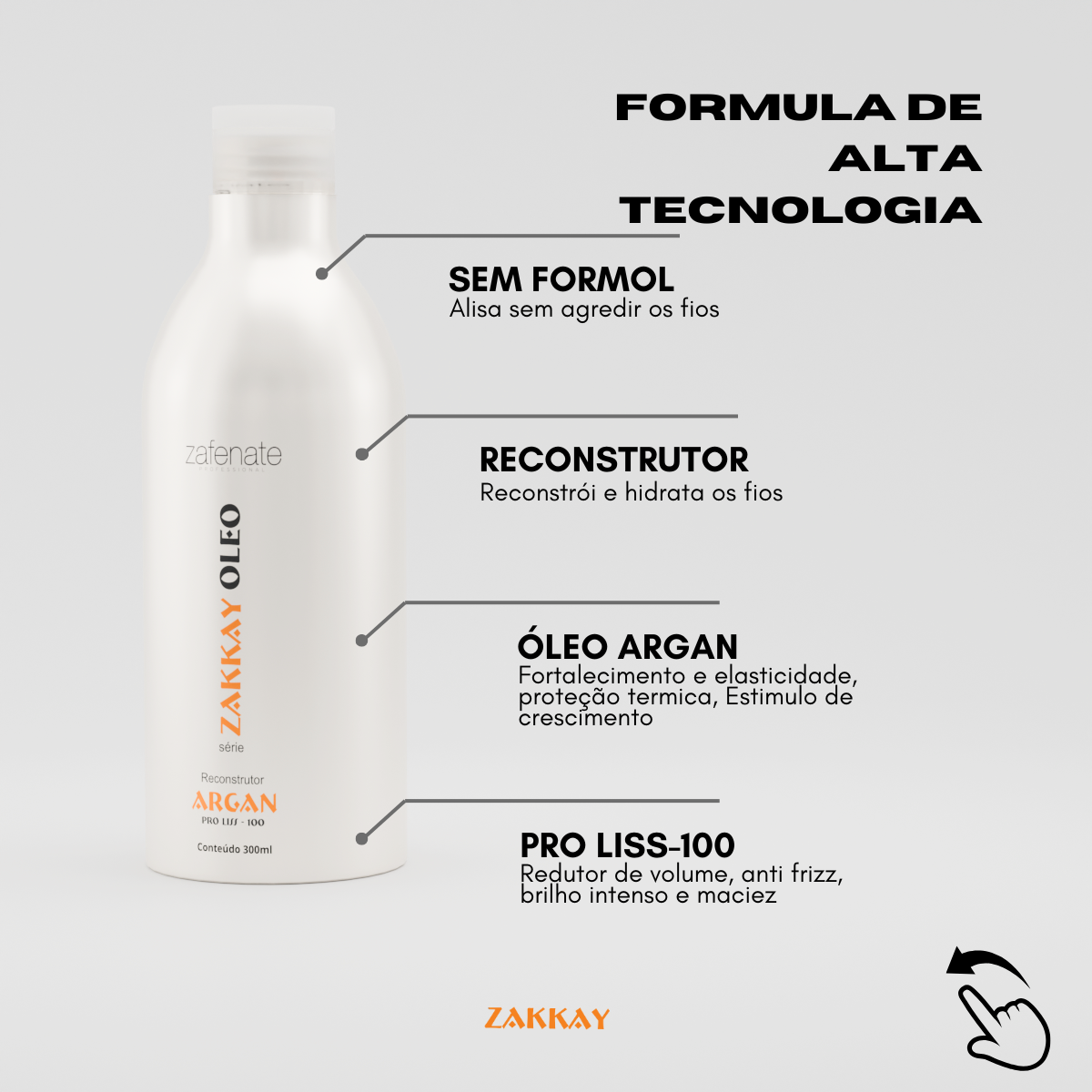 Escova Progressiva Sem Formol 300ml Zafenate Zakkay Argan