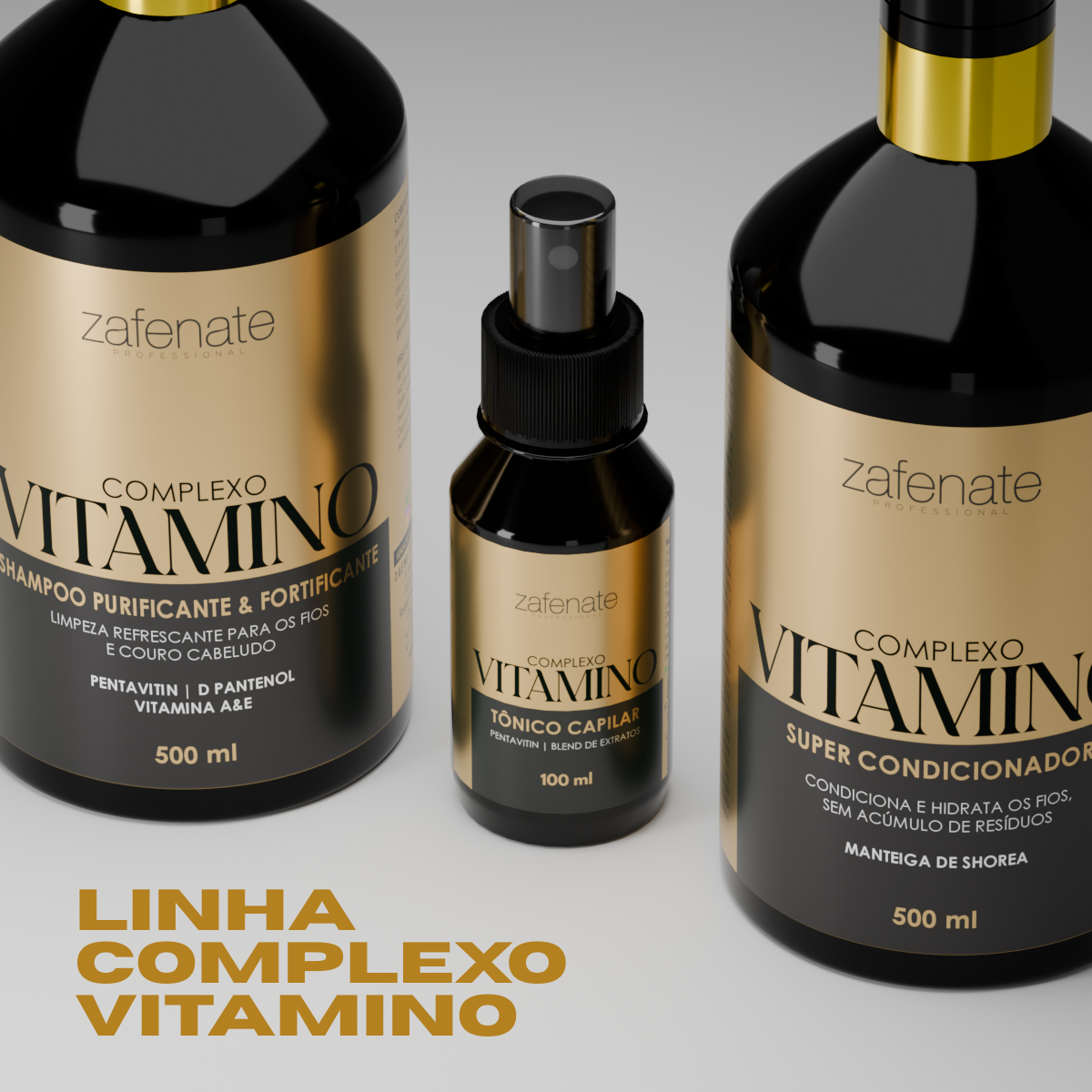 Kit Vitamino Shampoo + Condicionador + Tônico - Zafenate