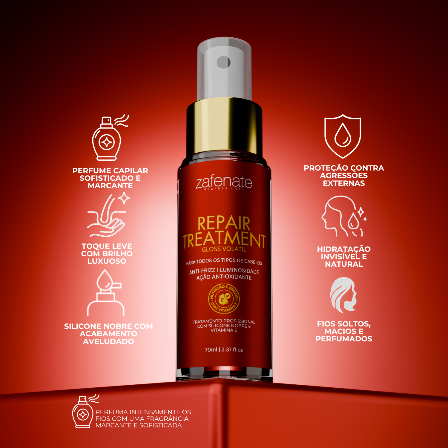 Perfume para Cabelo - Gloss Hidratante - Zafenate - 70ml