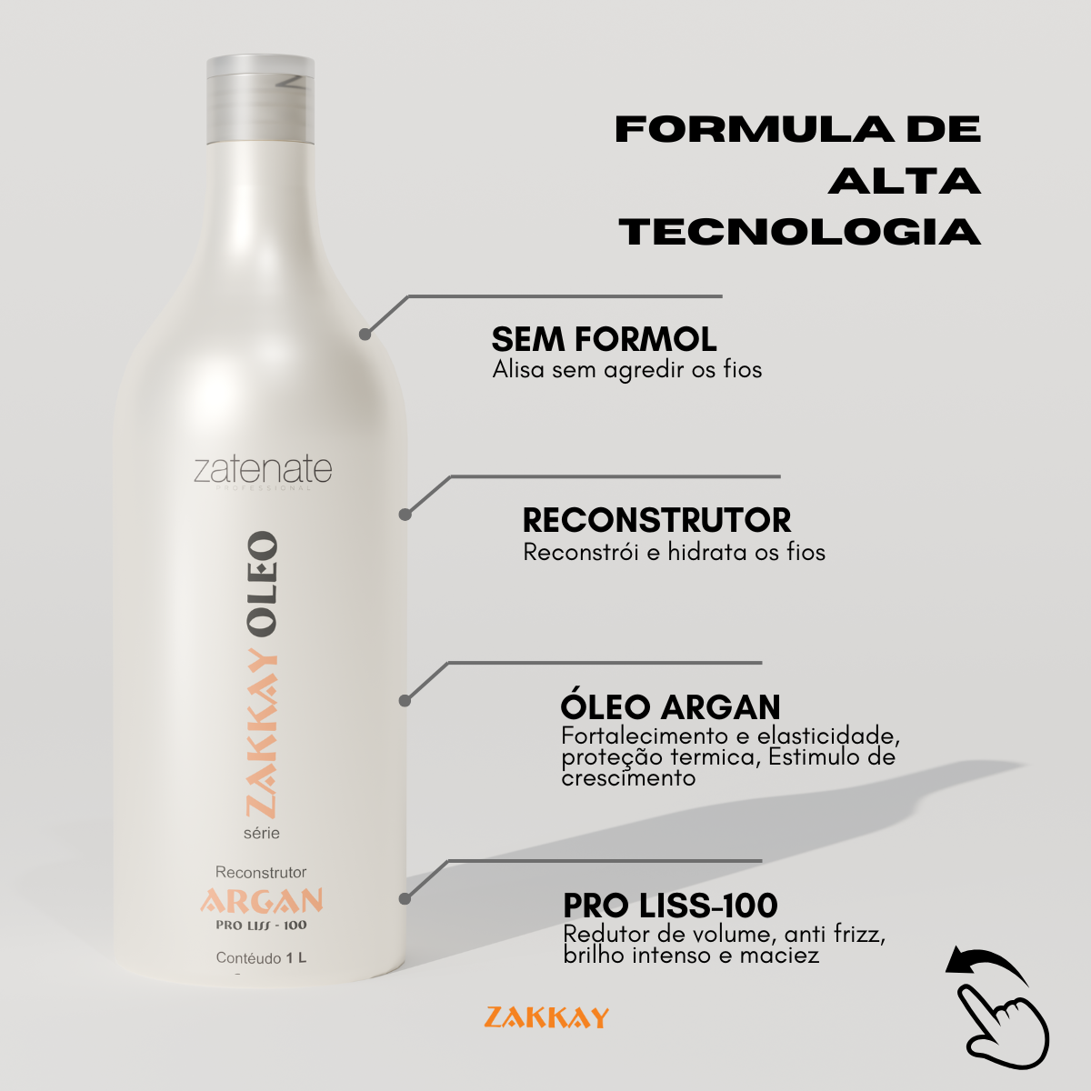 Escova Progressiva Zafenate Zakkay Sem Formol Argan 1 Litro