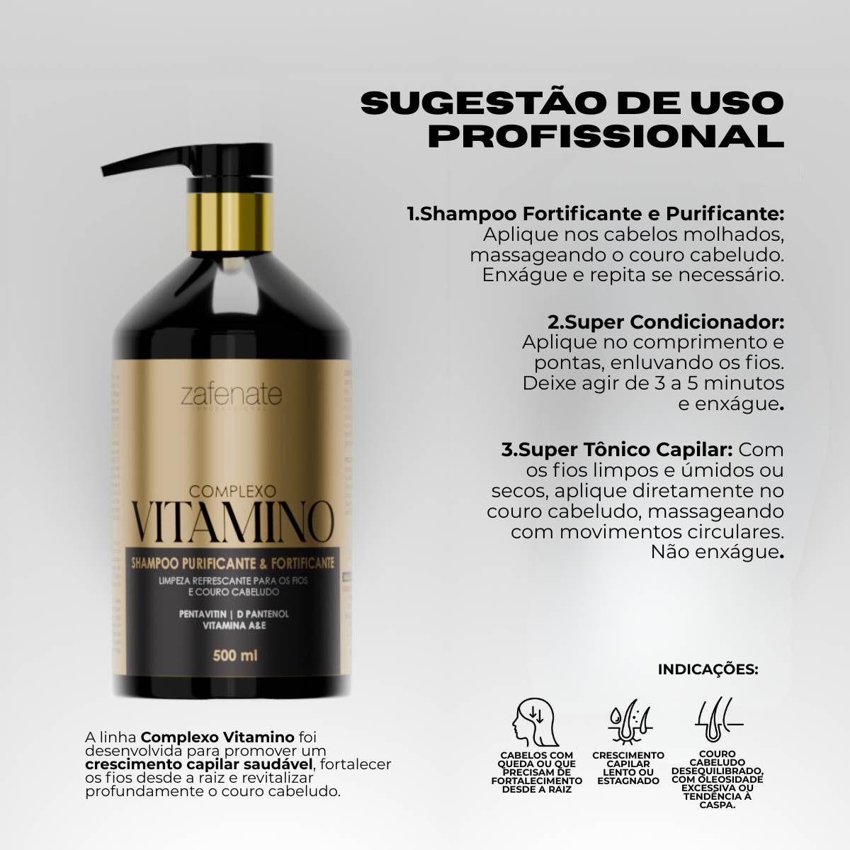 Kit Vitamino Shampoo + Condicionador + Tônico - Zafenate